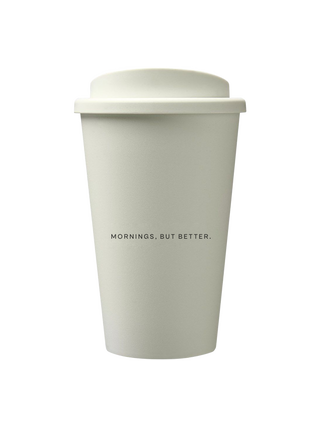 Double-wall insulated tumbler with screw-on lid and 350 ml capacity